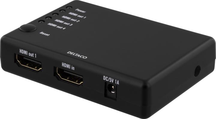 Actual product image Deltaco HDMI splitter 1x in 4x out 6.75 Gbit/s black