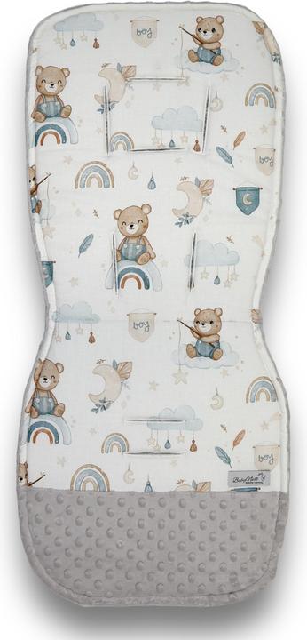 Produktbild Baby-Nest Kinderwagen Sitzauflage & Anti-Schock Kissen |Premium Baumwolle & Minky-Stoff |Teddy Bear