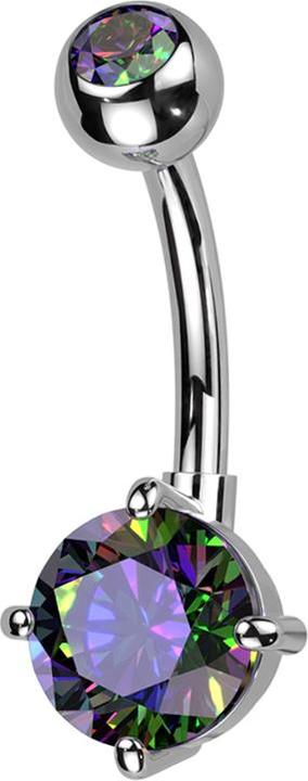 Produktbild Hollywood Body Jewelry Banane silber mit Kugel silber Kristall dunkel multicolor und grossem runden Kristall dunkel multico (Messing, Titan G23)