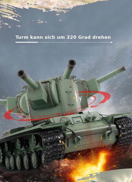 Produktbild Es-toys RC Panzer "Russicher KV-2" Heng Long 1:16 Mit R&S, Metallgetriebe (Stahl) Und Metallketten -2,4Ghz - (RTR Ready-to-Run)