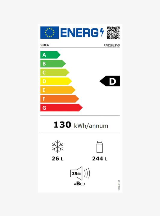 Etichetta energetica Smeg Stile retrò FAB28LSV5 (270 l)