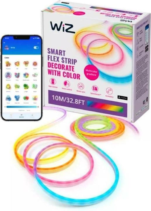 Actual product image WiZ Smart Flex Strip LED-Streifen 10m, 16 Mio. Farben, dynamische Szenen (RGBIC, 1000 cm, Indoor)