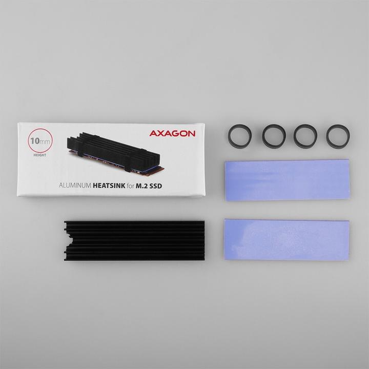 Produktbild Axagon CLR-M2L10 passiver M.2-SSD-Kühlkörper - 2280, 10 mm Höhe, Aluminium
