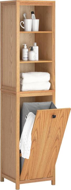 Produktbild SoBuy Badschrank schmal mit Wäschesack