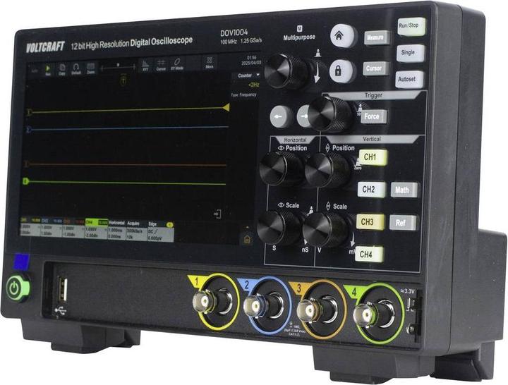 Voltcraft DOV1004 Digital-Oszilloskop 100 MHz 4-Kanal 1.25 GSa/s 50 Mpts 12 Bit (CAT II)