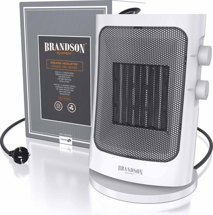 Actual product image Brandson Ceramic Fan Heater 1500 W, Ceramic Fan Heater with Carrying Handle & Oscillation, Bathroom Heater (1500 W)