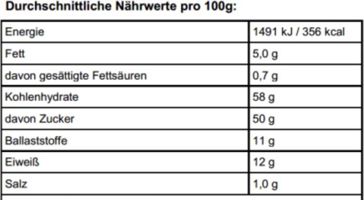 Nutritional values and ingredients Zimmerli Adaptogene Goji berries (BIO) (1 Piece, 100 g)