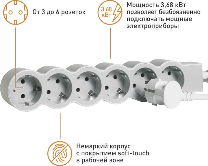 Produktbild Legrand Flache Steckdosenleiste, 6-fach Steckdose (6 x, CEE 32/3, 1.50 m)