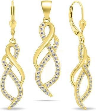 Brilio Silver - Shiny gold-plated jewelry set with zircons SET222Y (earrings. pendant)