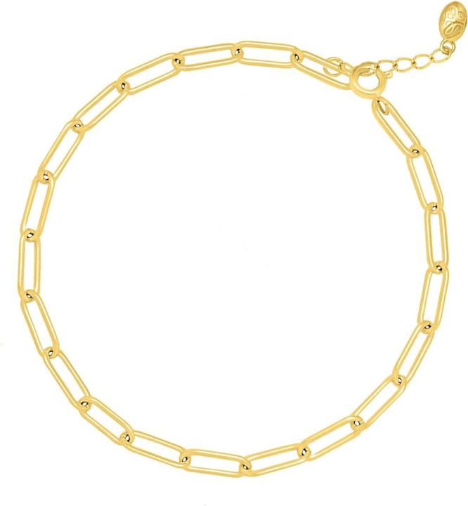 Candy Paper-Clip-Armband Sanda, 925 Sterling Silber, vergoldet (20 cm, 925 Sterling Silber, 18k vergoldet)