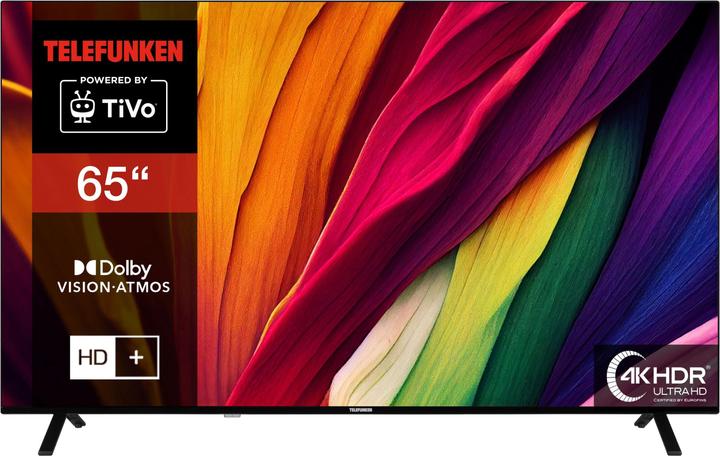 Telefunken XU65TO750S (164 cm (65 pouces), noir, UltraHD/4K, triple tuner, SmartTV, système d'exploitation (65", LED, 4K, 2024)