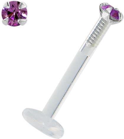 Bijouteria Piercing für Lippe/Tragus (Bioplast, Silber 925, Swarovski Kristall)