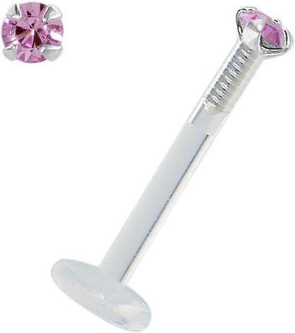 Bijouteria Piercing für Lippe/Tragus (Bioplast, Silber 925, Swarovski Kristall)