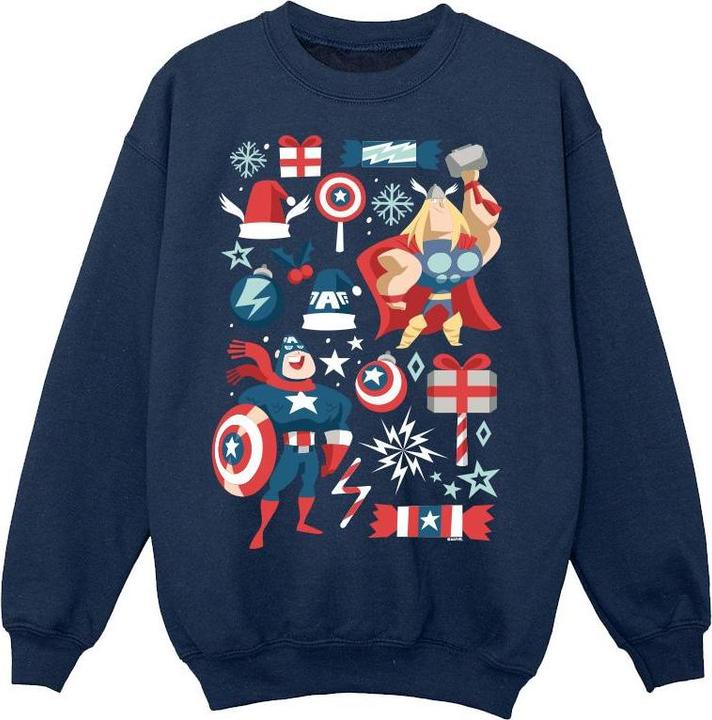 Thor And Captain America Christmas Day Sweatshirt Jungen