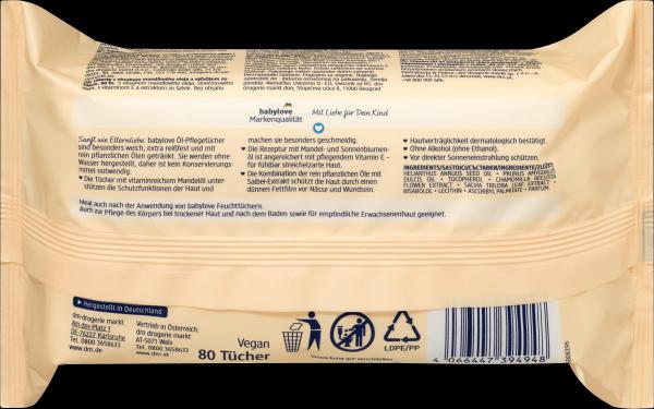 Actual product image dm babylove Oil care wipes (80 Piece)