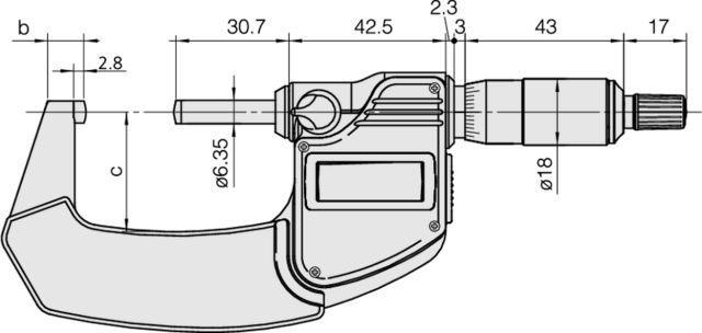Produktbild Mitutoyo Rohr-Bügelmessschraube Digital sphärischer Amboss 0-25 mm