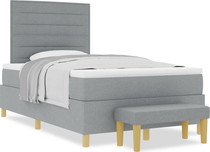 Produktbild VidaXL Boxspringbett Mit Matratze Stoff Hellgrau (120 x 200 cm)