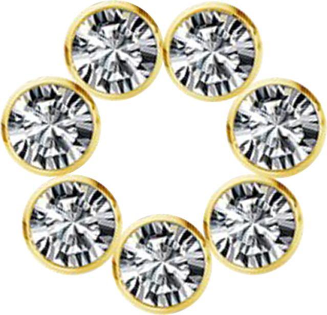 Star Piercing Anhänger vergoldet Ring sieben Kristalle silber (ohne Messing, Chirurgenstahl 316L)