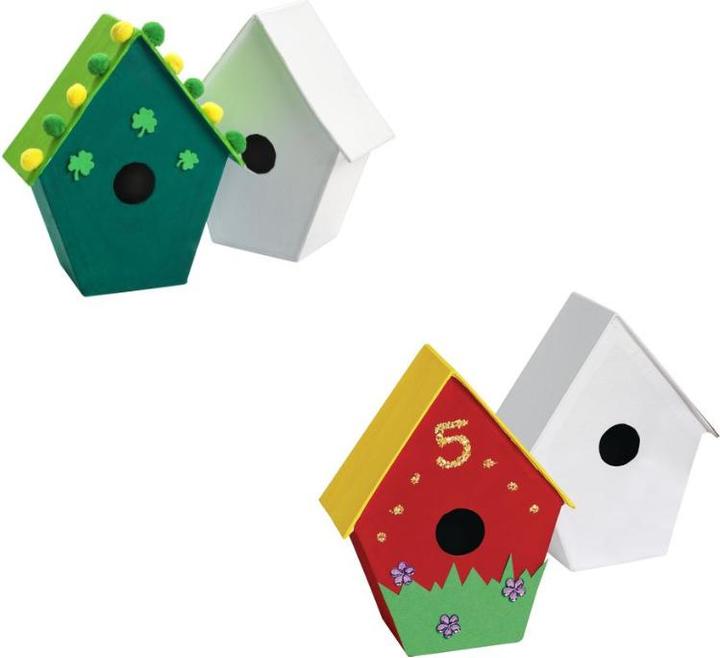Immagine prodotto Colorations Da colorare - Decora la tua casetta per uccelli in cartapesta, set di quattro pezzi