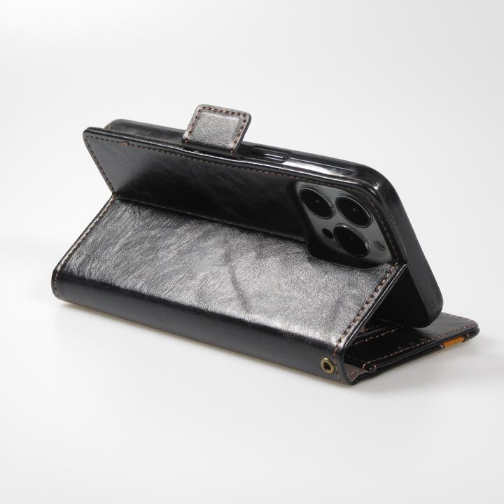 Image du produit PhoneLook Etui cuir Flip Wallet en cuir véritable avec stripe design et compartiment à cartes (Apple iPhone 13 Pro)