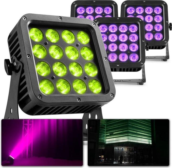Actual product image BeamZ Floodlight RGB - StarColor128 - 4 stuks Uplighter met 16 RGBW LED s per lamp - IP65