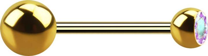 Produktbild Star Piercing Micro Barbell vergoldet mit Kugel und Kugel Kristall multicolor (Chirurgenstahl 316L)