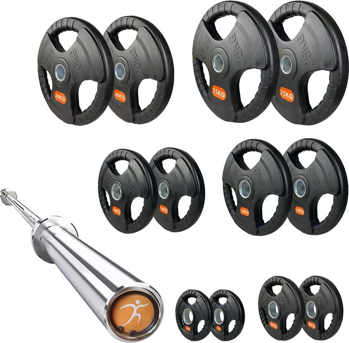 Produktbild FlexAthletix Hantelscheiben Set & Langhantel (2 x 10 kg, 2 x 15 kg, 2 x 20 kg, 2 x 25 kg, 2 x 2.5 kg, 2 x 5 kg)