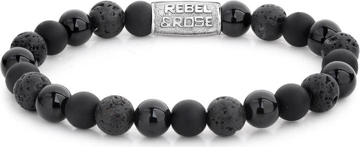 Immagine prodotto Rebel & Rose Bracciale di pietre solo rocce nere (19 cm, Acciaio inossidabile)