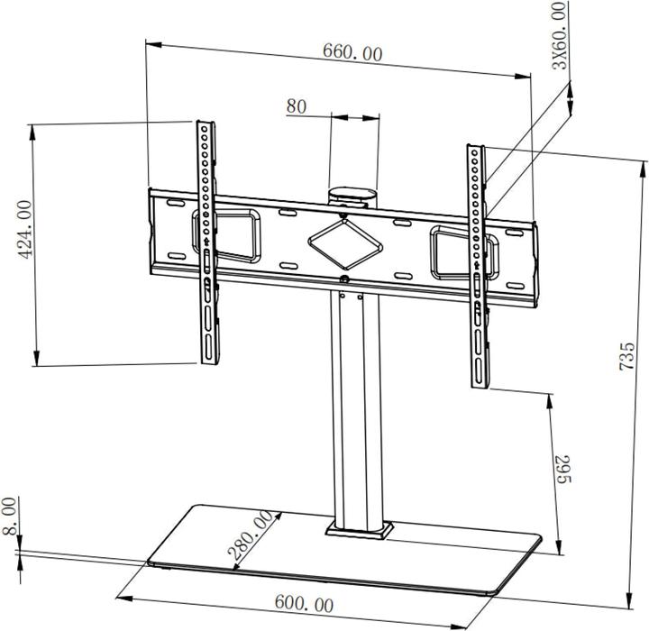 Actual product image Manhattan Tv stand max height adjustable (Table, 65", 45 kg)