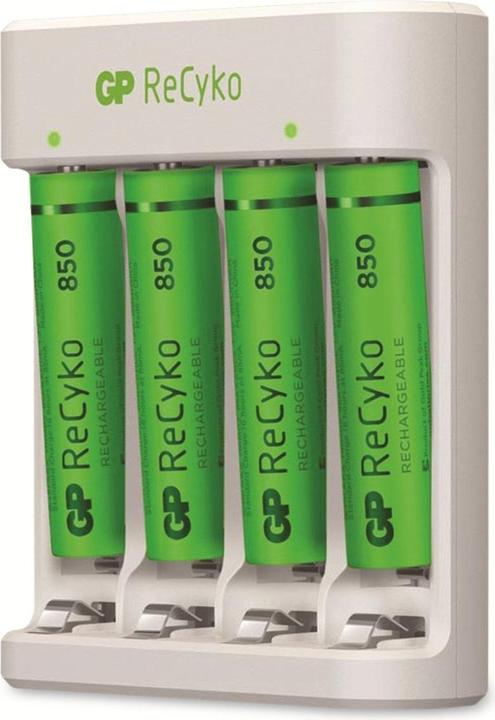 Produktbild GP Batteries E411 + 4x ReCyko+ Micro Rundzellen-Ladegerät inkl. Akkus NiMH Micro (AAA), Mignon (AA) (4 Stk., AAA, 850 mAh, Akku)