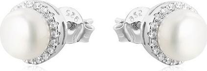 Beneto Silver earrings with gems pearls AGU131