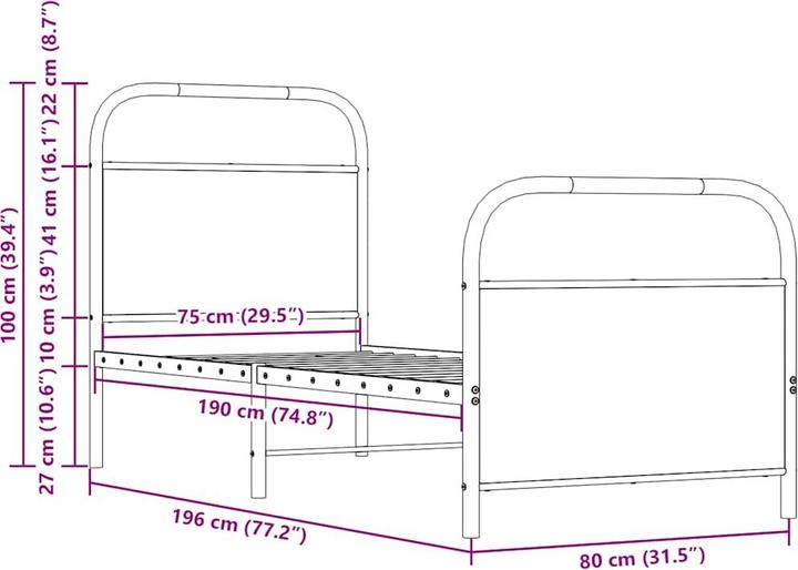 Image du produit VidaXL Lit sans matelas (137 x 190 cm)