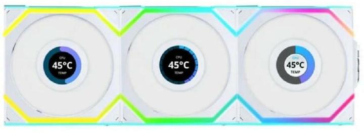 Lian-Li UNI FAN SL Wireless LCD Lüfter, ARGB, PWM, 3er-Pack inkl. Controller - 120 mm, weiss (120 mm, 3 x)