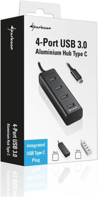Actual product image Sharkoon Type C Alu Stroke (USB-C, 4 ports)