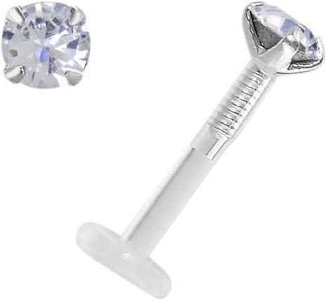 Bijouteria Piercing für Lippe/Tragus (Bioplast, Silber 925, Swarovski Kristall)