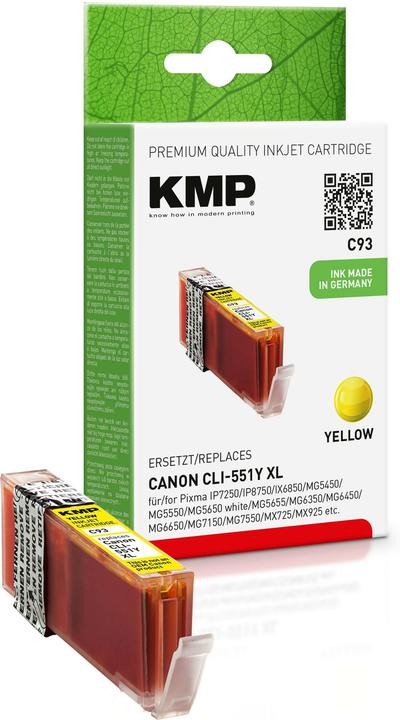 Produktbild KMP C93 Tintenpatrone yellow komp. mit Canon CLI-551 Y XL (Y)