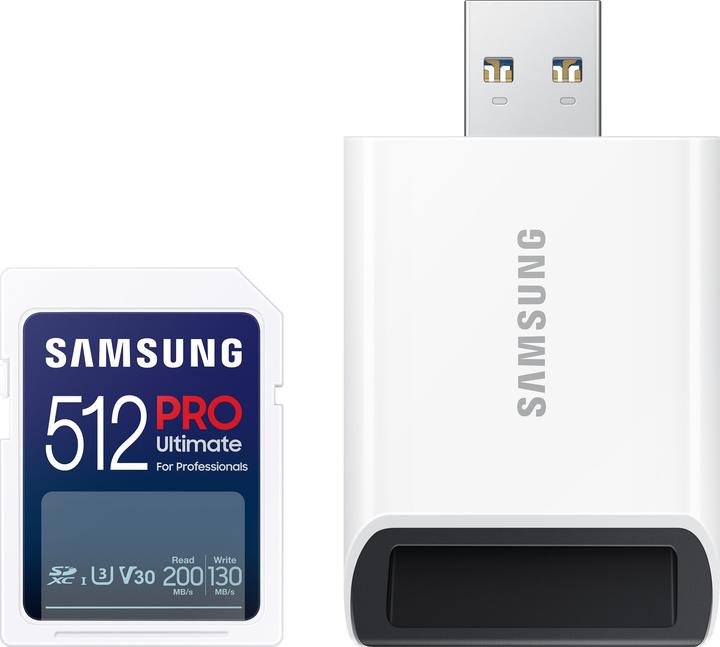 Produktbild Samsung PRO Ultimate mit USB-Cardreader (512 GB, SDXC, U3, UHS-I)