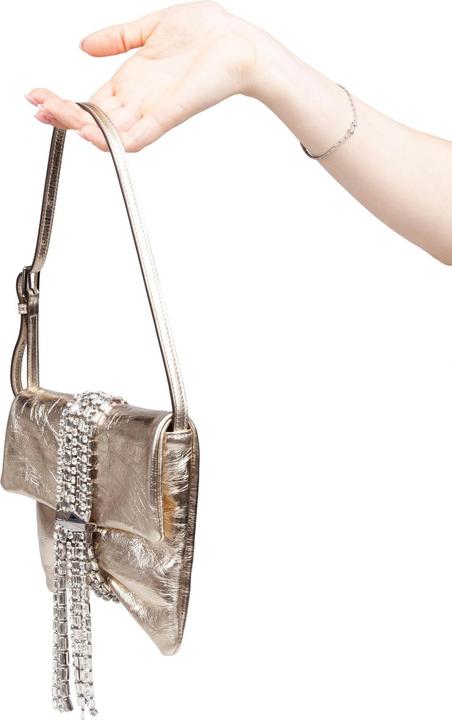 Immagine prodotto Jimmy Choo zandra clutch bag in metallic leather with platinum color