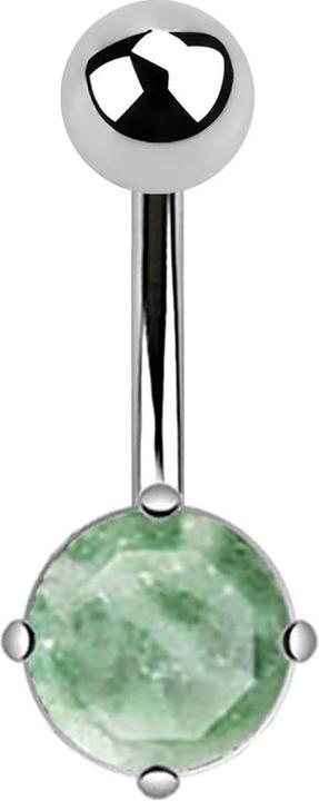 Star Piercing Banane silber mit rundem Amazonit Stein (Mineralisch, ohne Messing, Chirurgenstahl 316L)