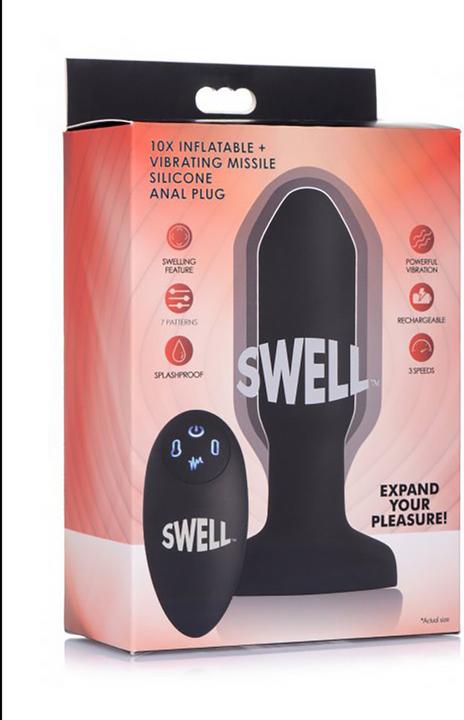 Actual product image Shots 10X Inflatable + Vibrating Missile Silicone Anal Plug