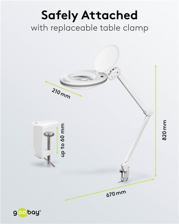 Image du produit Goobay Lampe loupe à pince à LED, 8 W (650 lm)