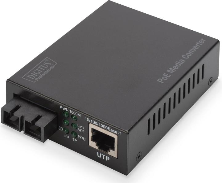 Produktbild Digitus PoE Media Converter Singlemode 10/100/1000Base-T to 1000Base-LX Incl. PSU 30W SC connector Up to... (Media Konverter)