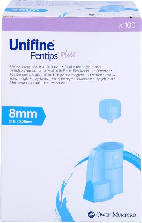 Actual product image Unifine Pentips Plus Pennadeln Insulin-Injektor 31G 0.25x8mm hellblau steril 100 Stk (Pen needles + disposable needles)