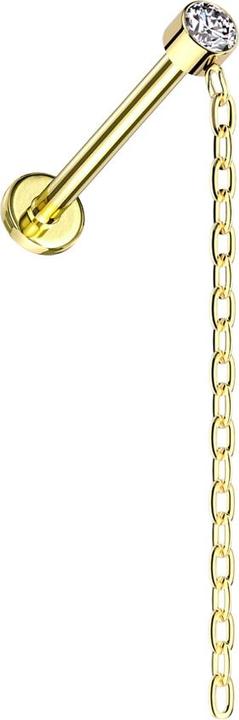 Star Piercing Micro Labret Innengewinde vergoldet Zylinder vergoldet Kristall silber Anhänger Kette vergoldet (ohne Messing, Titan G23)