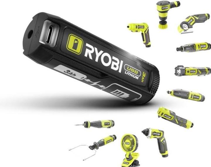 Ryobi roterende multivaerktøj RT4120GA15 15 m/15 dele, batteri & lader
