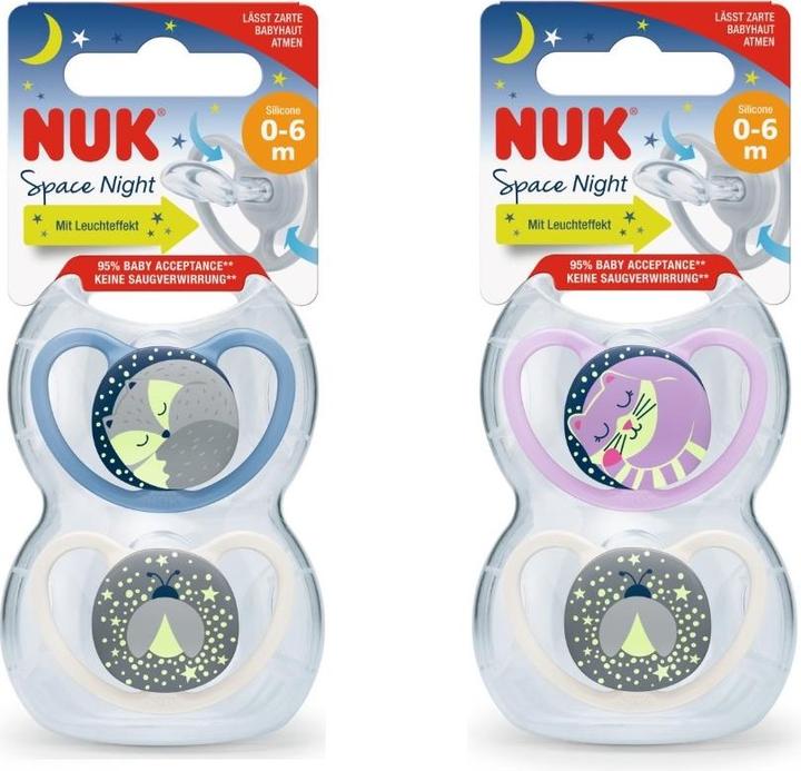 NUK Soother 'Space Night' Pack of 2 (2 x, up to 6 M.)