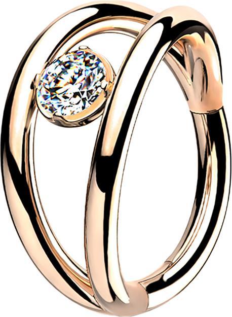 Actual product image Star Piercing Micro segment ring hinged rose gold double ring with crystal (without brass)