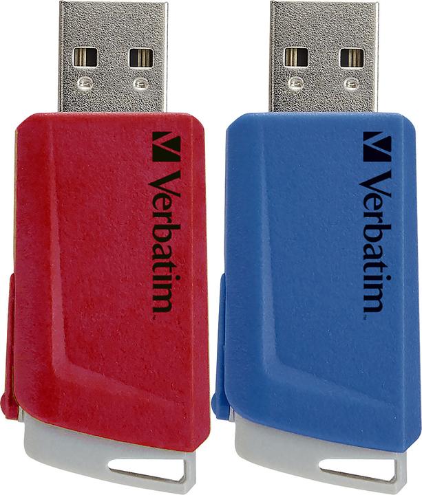 Actual product image Verbatim USB flash drive 2x 32GB 3.2 Store'n Click Gen1 red/blue external retail (32 GB, USB-A)