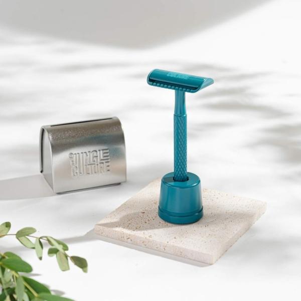 Actual product image Jungle Culture Razor stand for razors in aqua green
