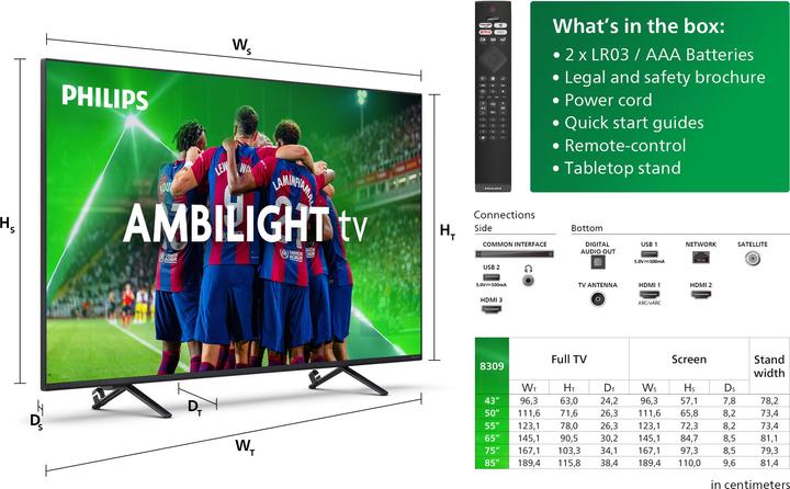 Immagine prodotto Philips 55PUS8309/12 (55", PUS8309, LED, 4K, 2024)